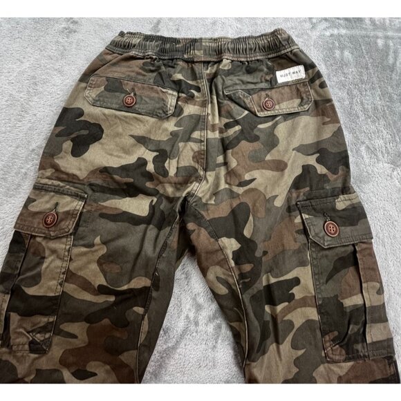 AK Army Cargo Pants Men Small Camo Jogger Military Combat Style Drawstring Y2K - Picture 5 of 11